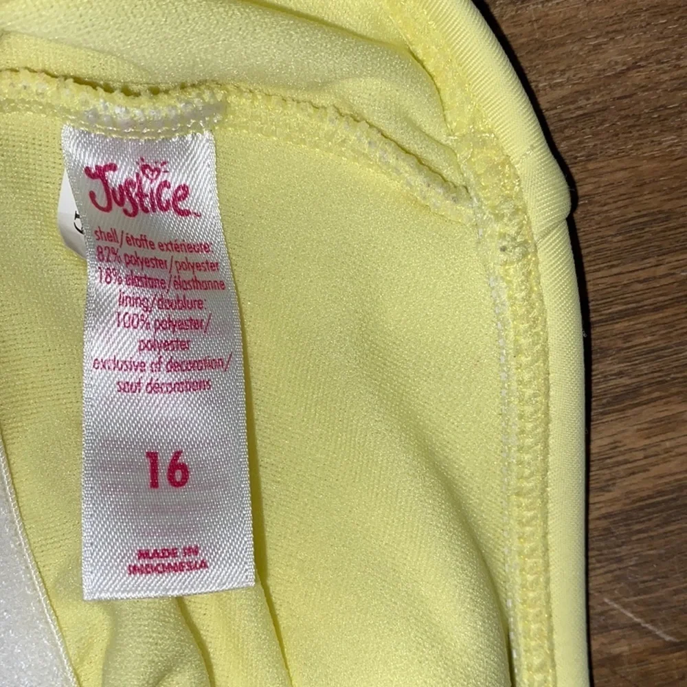 Justice yellow one piece swimsuit sequin shell Sun sea and surf size 16
